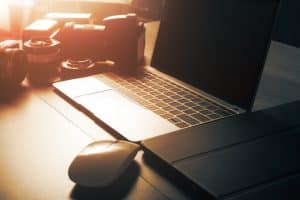 Laptop in the morning