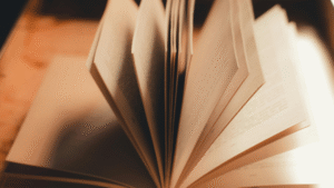 Open book with turning pages