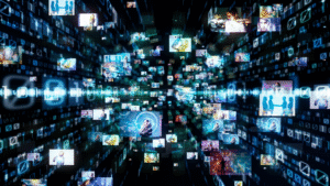 Digital network with multiple streaming images.