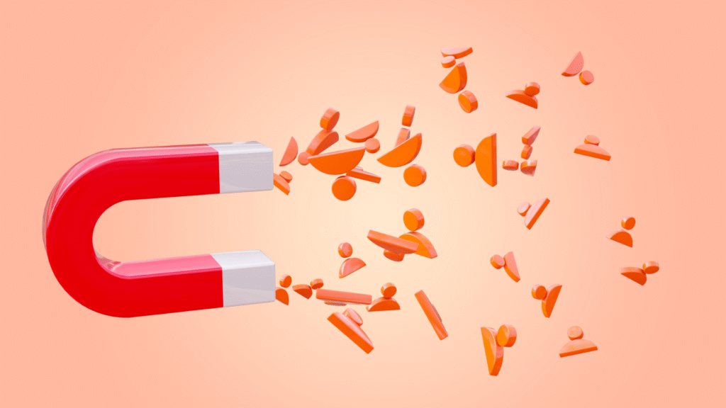 Magnet attracting orange social icons