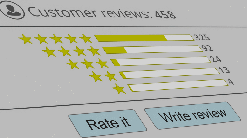 Customer review ratings with star bars.