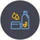Icon of moisturizer and serum bottles with droplets.