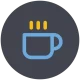 Steaming coffee cup icon.