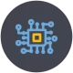 Icon representing a microchip or CPU technology.